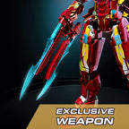 Ultimate Red & Gold Mecha Building Set – 13.8" Tall Armored Figure with 1,568 PCS, Full Articulation & Dual Energy Blades