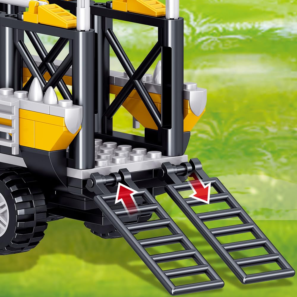 Mesiondy Prehistoric Apex Predator Expedition Building Set – 546 PCS Premium Brick System | Dino Transport Truck, Watchtower & Dinosaur Figures