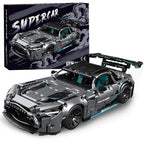 Mesiondy Silver Arrow GT Black Series Building Kit – 1466 PCS Premium Brick System | 1:14 Scale German Supercar | AMG Racing Livery