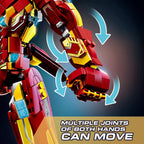 Ultimate Red & Gold Mecha Building Set – 13.8" Tall Armored Figure with 1,568 PCS, Full Articulation & Dual Energy Blades