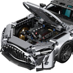 Mesiondy Silver Arrow GT Black Series Building Kit – 1466 PCS Premium Brick System | 1:14 Scale German Supercar | AMG Racing Livery