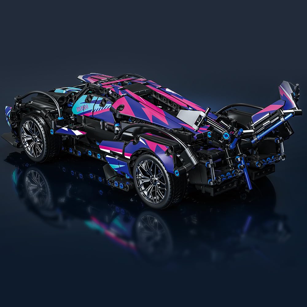 Mesiondy Cyberpunk V12 Hypercar Building Kit – 1039 PCS Premium Brick System | Italian Supercar Technic Model | Scissor Door & Active Wing Detail