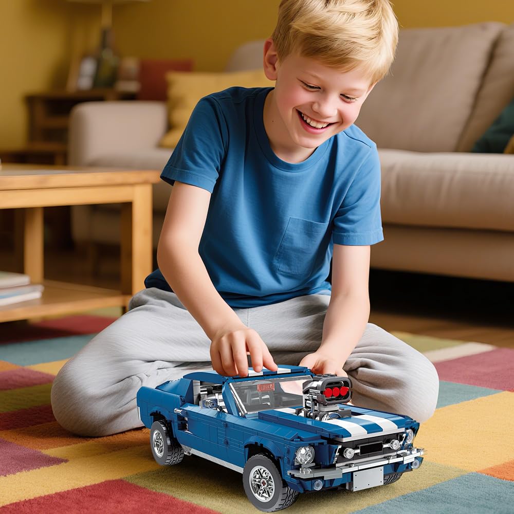 Mesiondy Classic GT Muscle Car Building Kit – 1680 PCS Premium Brick System | Vintage American Sport Coupe | Supercharged Engine Detail
