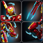 Ultimate Red & Gold Mecha Building Set – 13.8" Tall Armored Figure with 1,568 PCS, Full Articulation & Dual Energy Blades