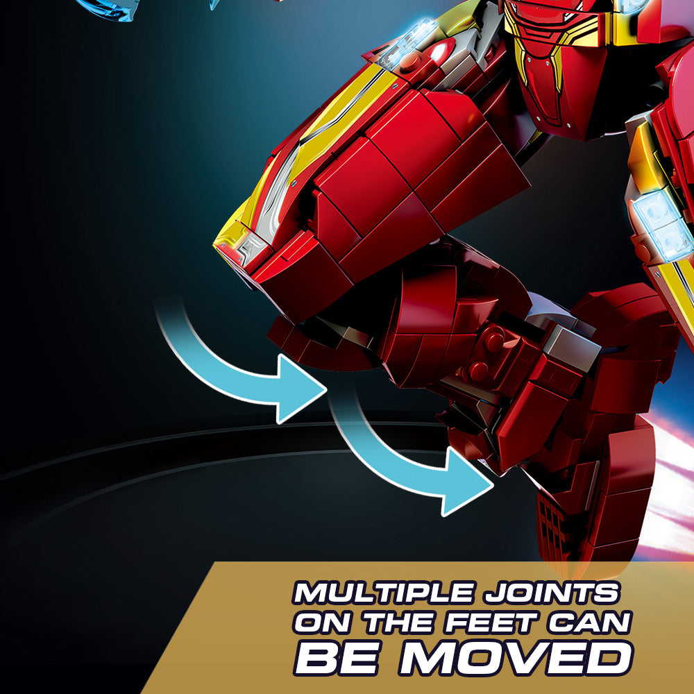 Ultimate Red & Gold Mecha Building Set – 13.8" Tall Armored Figure with 1,568 PCS, Full Articulation & Dual Energy Blades