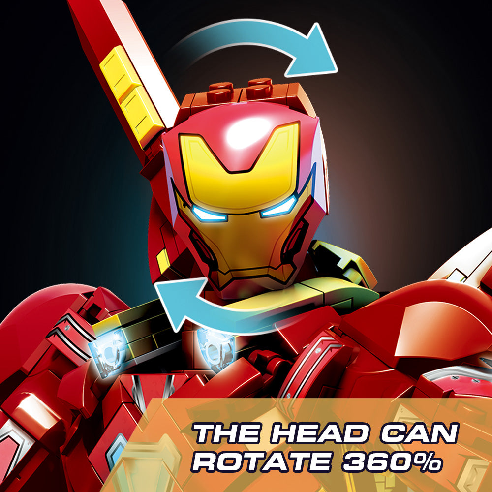 Ultimate Red & Gold Mecha Building Set – 13.8" Tall Armored Figure with 1,568 PCS, Full Articulation & Dual Energy Blades