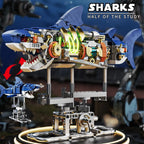 Mechanical Half-Cut Shark Building Set 🦈 – 687 PCS, Hand-Cranked Moving Action, 9" Tall STEM Toy for Kids & Adults ⚙️